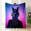 Futuristic Cyberpunk Helmet Design Patterned Flannel Blanket Perfect for the Bedroom Living Room, Sofa, or a Little Nap