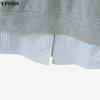 ZANZEA Women Casual Lapel Neck Long Sleeve Patchwork Striped Blouse Tops