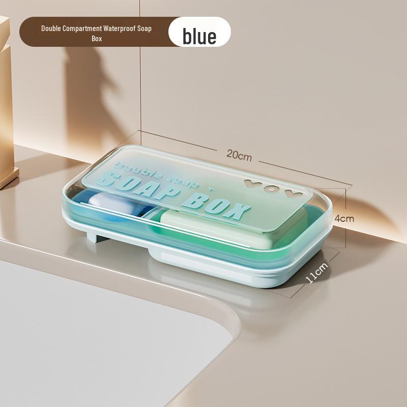 Dual-Compartment Soap Dish with Scented Lid for Dorm Use – Bubble Design, Double Layer