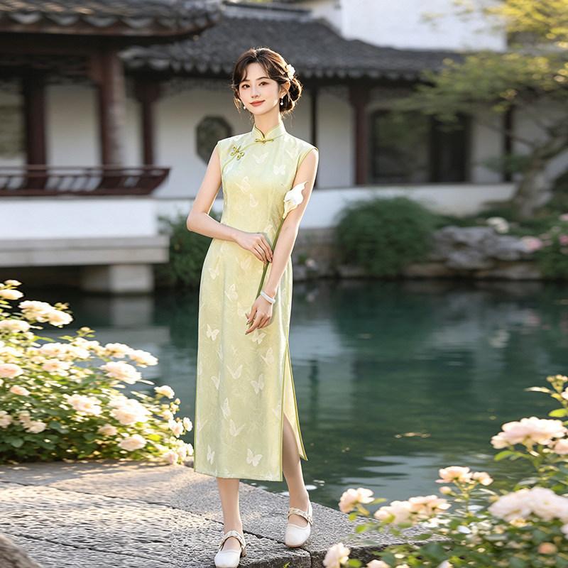 Pink Sleeveless National Style New Chinese Daily Suzhou Long Cheongsam Improved Young 1011 New Women's High Sense