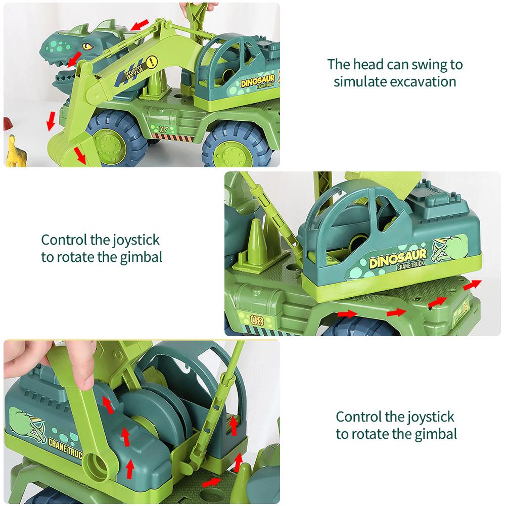 Children Dinosaur Engineering Car Toys Kids Large Size Transport Excavator Vehicles Carrier Truck Toy Pull Back Vehicle Gifts