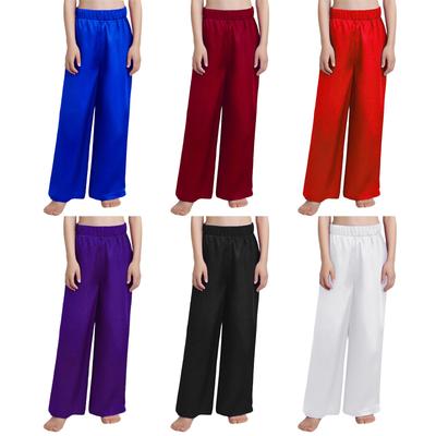 Elastic Waistband Satin Pants for Boys: Solid Color Wide-Leg Trousers for Worship Praise Dance Performance