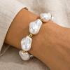 Bracciale a Bracciale Aperto con Perle Imitazione Barocche Esagerate per Donna, Braccialetto Impilabile Placcato Oro Vintage, Gioielli