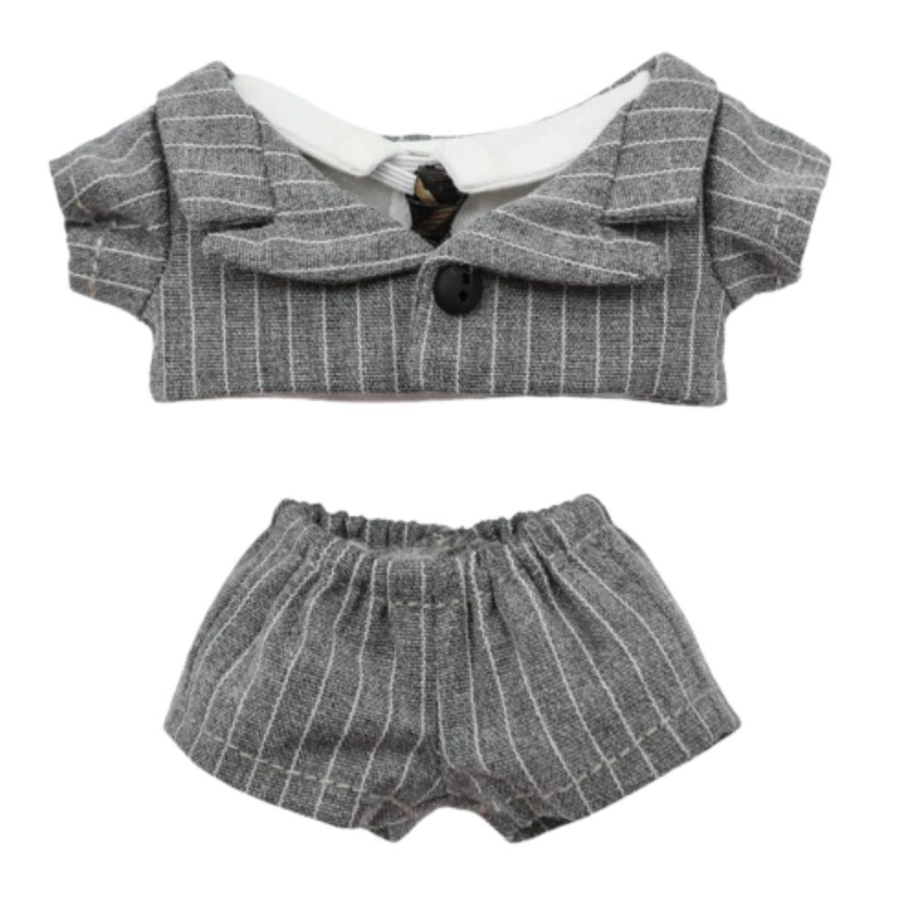 AXLUCE Plush Clothes - 10cm Suit, Shirt, Tie - Plush Toy - Clothes - Doll (Light Gray)
