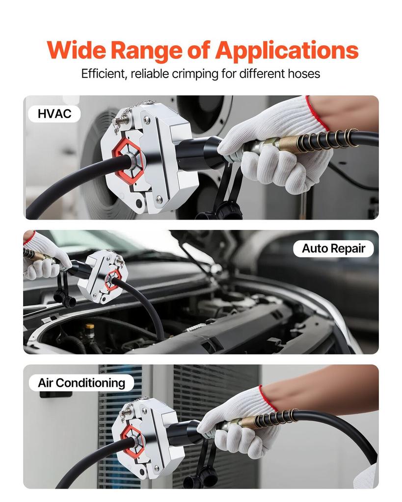 Hydraulic Hose Crimper, Hydra-Krimp AC Hose Crimper Kit with 7 Dies Snap-On & Carrying Case, Hydraulic A/C Hoses Crimping Tool for Automotive & Air
