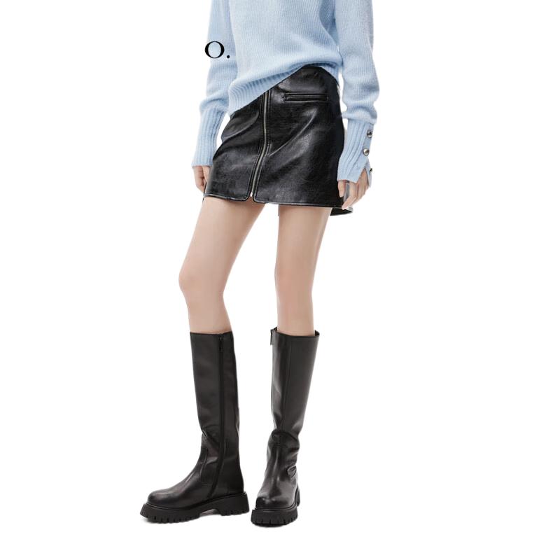MO&Co. Rock High-Waist Faux Leather A-Line Skirt XS (155)
