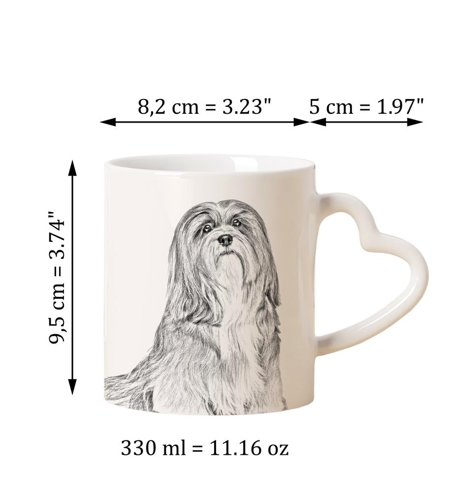 Lhasa Apso - Cup with a Dog, Adorable Cup with a Heart-shaped Handle, Universal Gift from the Art-Dog Brand