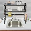 85x30x80cm 2 Tiers Large Capacity Dish Drain Rack with Cabinet Door Suitable for Home, Coffee Shops
