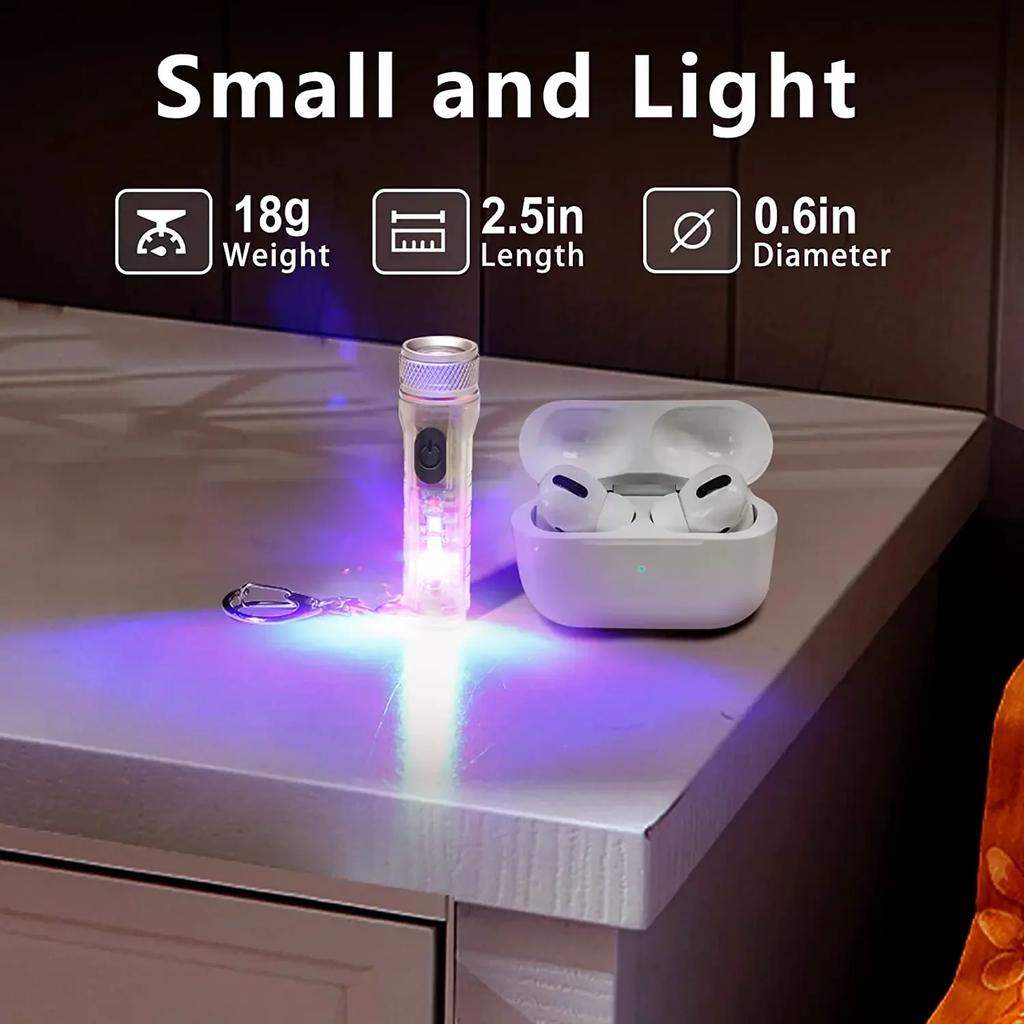 Mini Keychain Flashlight LED Rechargeable Torch Portable Magnetic USB Charging Flashlight High Power Camping Long Range Lantern