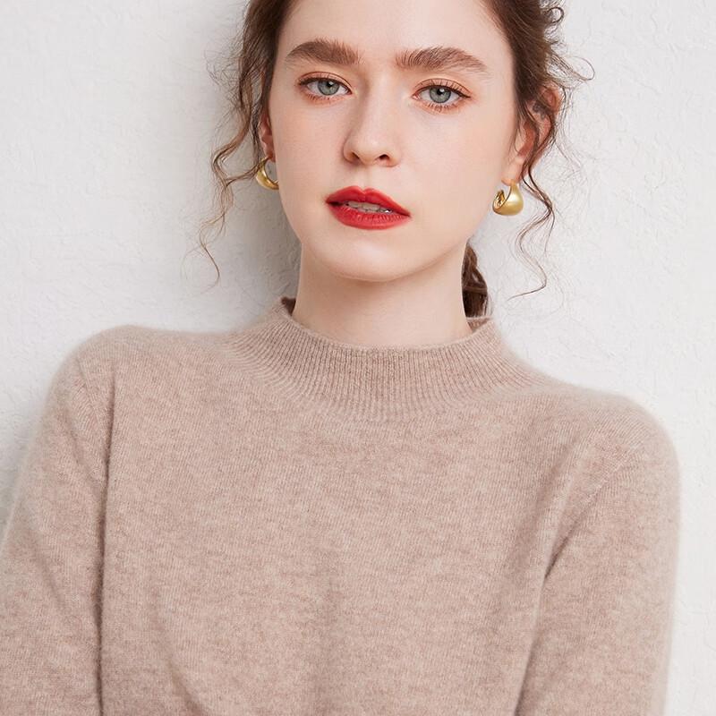 Fanzhen Women's 100% Cashmere Mock Neck Sweater