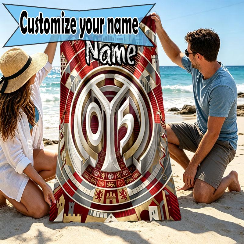 Custom Name Personalized 05 1FSV Mainz 05 Print Beach Towel, for Trip Camping Beach Party Home Decor, Birthday Gift for Family & Friends