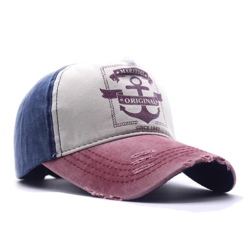 Spring and summer new old ripped baseball cap men's washed denim cloth collision fashion casual cap women's tide