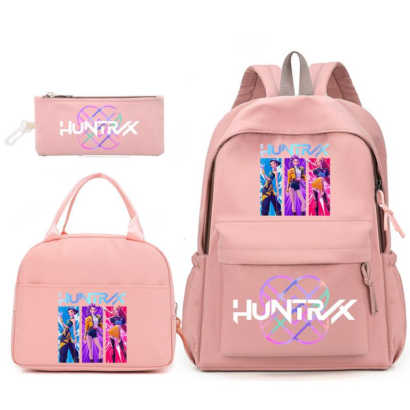 Kpop Anime Cartoon Printed Children'S School Bag Set Primary And Secondary School Student Pencil Bag College Meal Bag