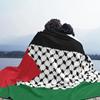 Koc Flanelowy z Flagą Palestyny Wzór Palestyńskiej Hatta Kufiya Keffiyeh Koc Narzuta na Łóżko Sofę Kanapę 125*100cm Kołdra