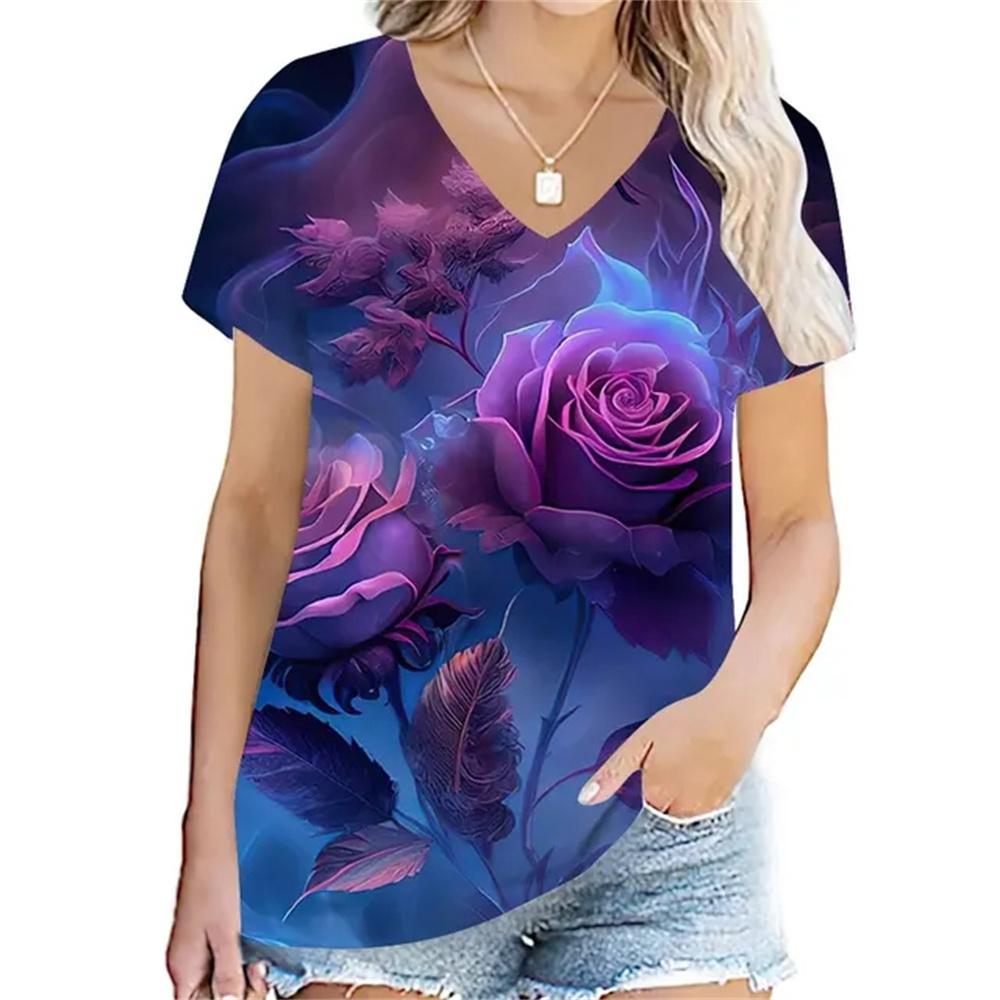 

Женская футболка с растительным цветком и 3D принтом животных, уличная одежда, топы Y2k, летние топы с короткими рукавами и круглым вырезом, модная уличная одежда Harajuku, женские футболки 7XL