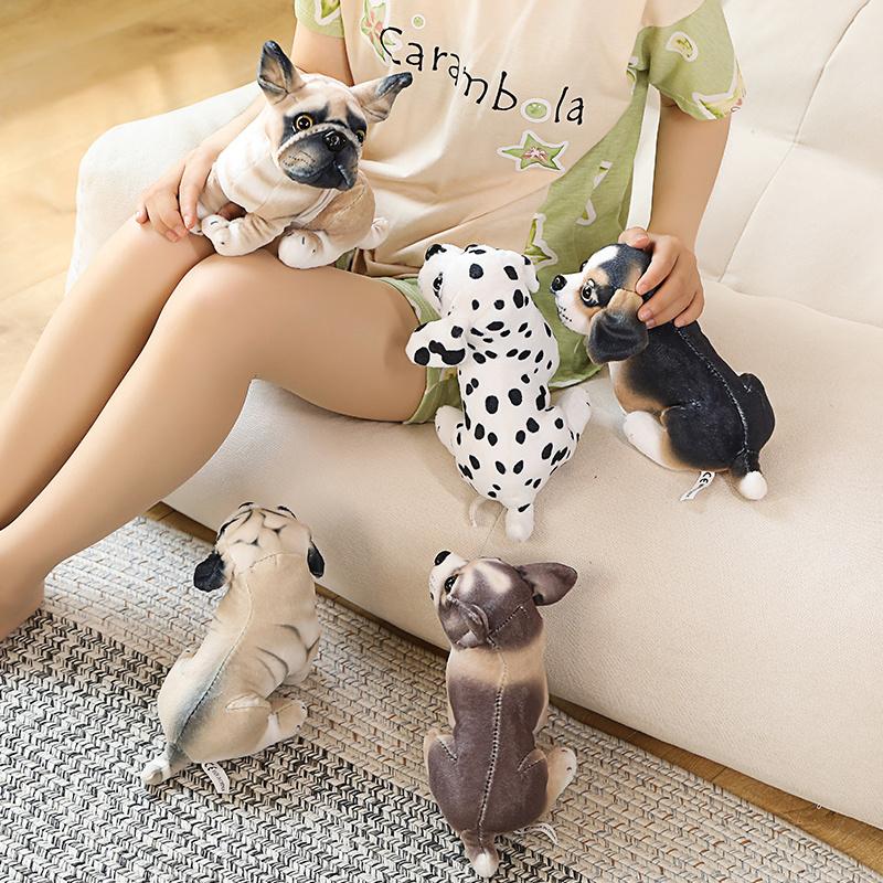 18Cm Cute Doggy Doll Dalmatian Bulldog Beagle Chihuahua Shar Pei Sitting Stuffed Little Dogs Plush Toy Present