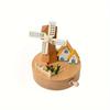 Handmade Wooden Windmill Estate Music Box, Pastoral Themed Log Material, Rotating Windmill Cuckoo Clock,  Ideal for Birthday and Holiday Gifts
