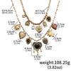 Fashionable Punk Metal Heart-Shaped Stacked Pendant Necklace Women's Retro Irregular Choker Party Outfit Chain Accessory Jewelry