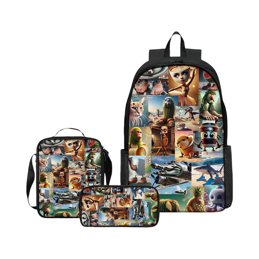 Cartoon Printing Casual Shoulder Bag Junior High School Students Large Capacity Backpacks