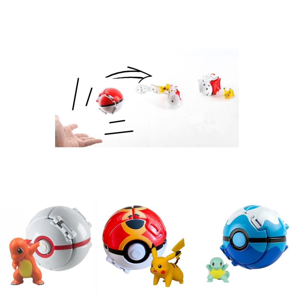 Pokemon Poke Ball Elf Figure Model Toy Pikachu Charmander Litten Rockruff Game Anime Figure