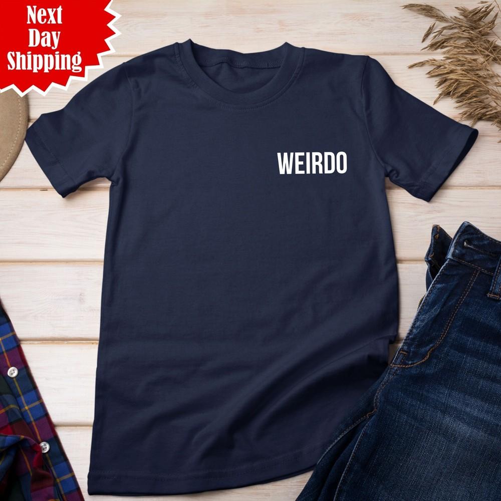 

Weirdo Breast Pocket Printed T Shirt Short Sleeve Funny Men Women Crew Neck Top 2XL