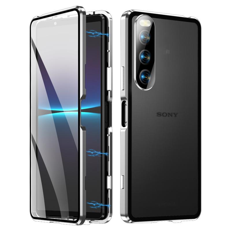 Per Sony Xperia 1 10 VII 1 VI 10 VI V 10 5 V IV 10 5 III Cover Custodia con Protezione Lente Fotocamera in Vetro Metallico Magnetico + PC Opaco