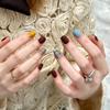 30Pcs Cute Cartoon Short Bean Shaped Press On Nails Autumn Winter Niche Design Fake Nails Gift For Girls And Friends