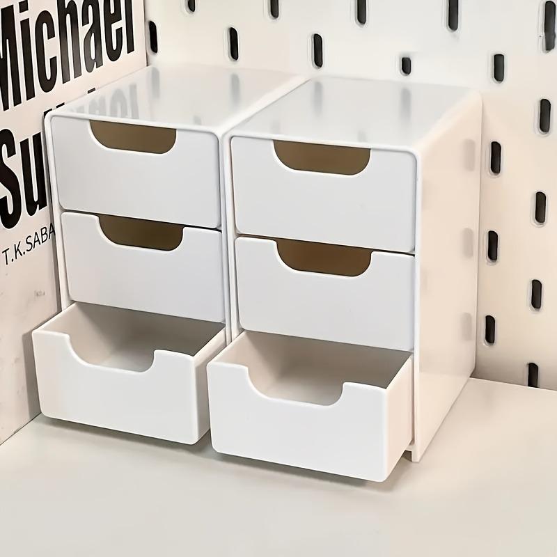 1pc Mini Desktop Storage Box with Drawer - White Space-Saving Plastic Organizer Tray Suitable for Home Office, Bathroom, Desk - Multi- Drawer Unit