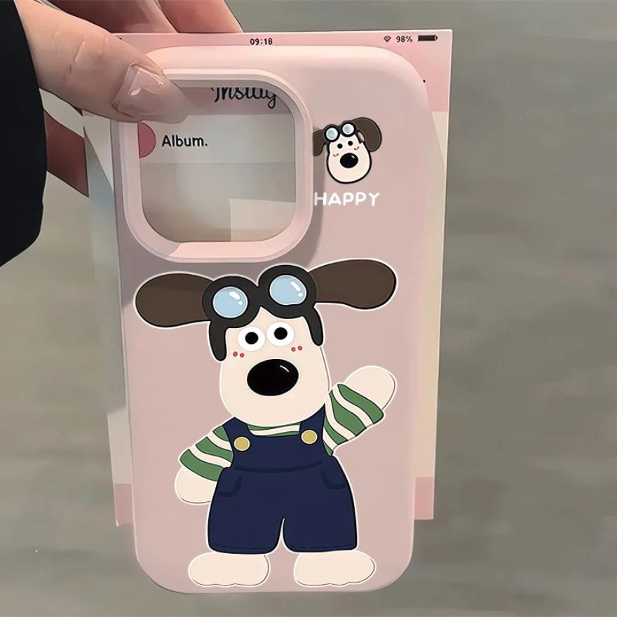 Korean Waving Master Dog Applicable to iPhone16/17Promax Mobile Phone Case Apple 15Pro Glutinous Rice Liquid Case