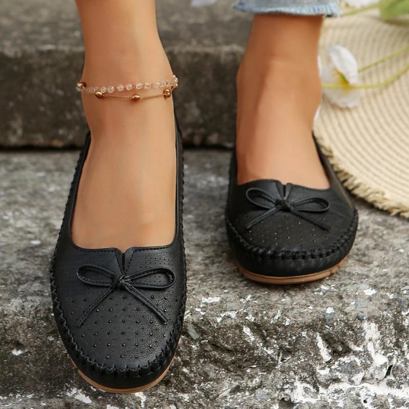 Fashion Women's Shoes 2025 New Women's Casual Round Toe Bow-knot Flat Shoes Women Breathable Loafers Slip on Comfort Shallow Shoes 35-43