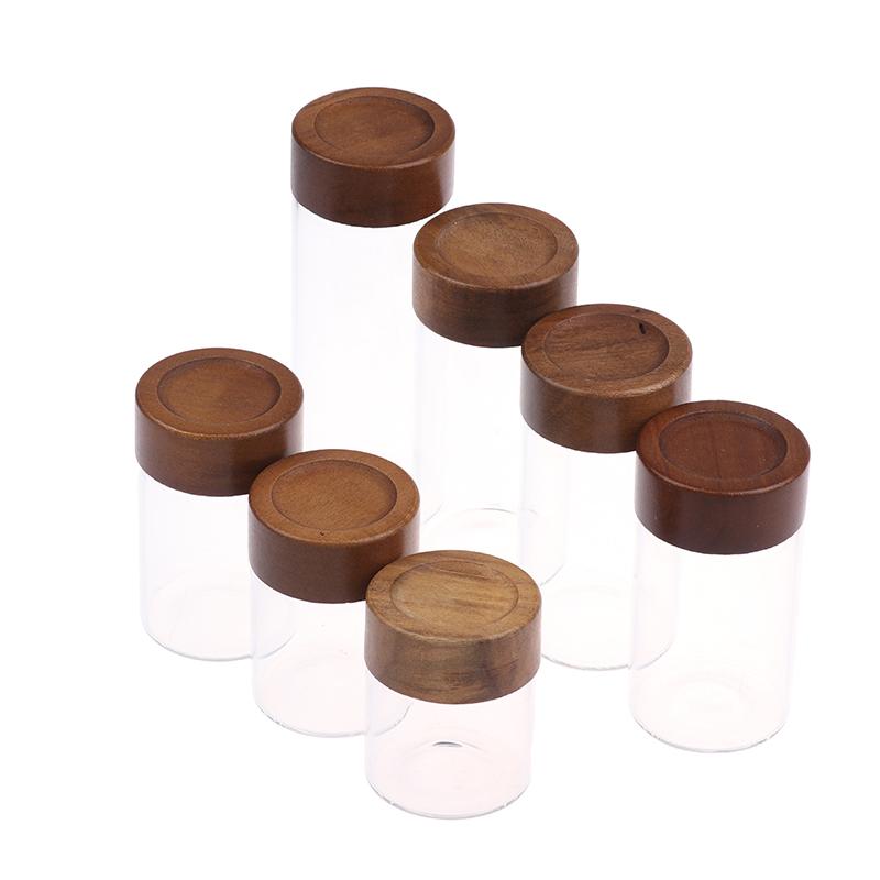 Mini Wood Lid Coffee Beans Storage Container Tube Kitchen Sealed Can Tea Spice Jars Single Dose Espresso Accessory Coffeware