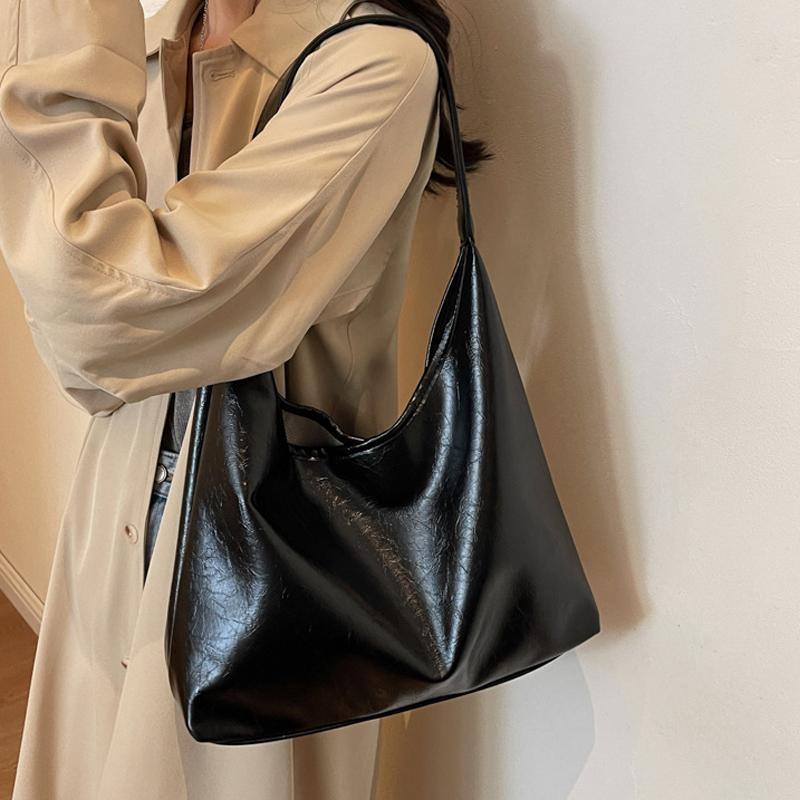 Yogodlns Soft PU Leather Quality Underarm Bag Vintage Wine Red Ladies Shoulder Bag Commuter Large Handbag Women's Versatile Tote Bag
