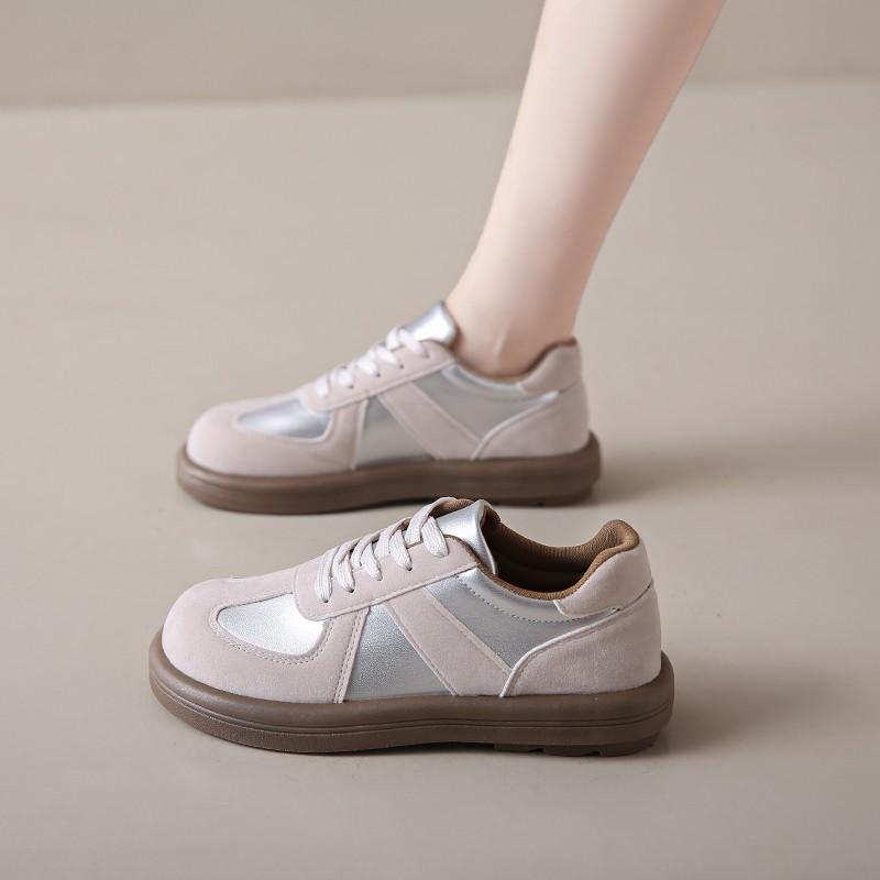 Fashion Women's Sneakers 2024 New Genuine Leather Ladies Moral Training Shoes Casual Spring Flat Shoes Women