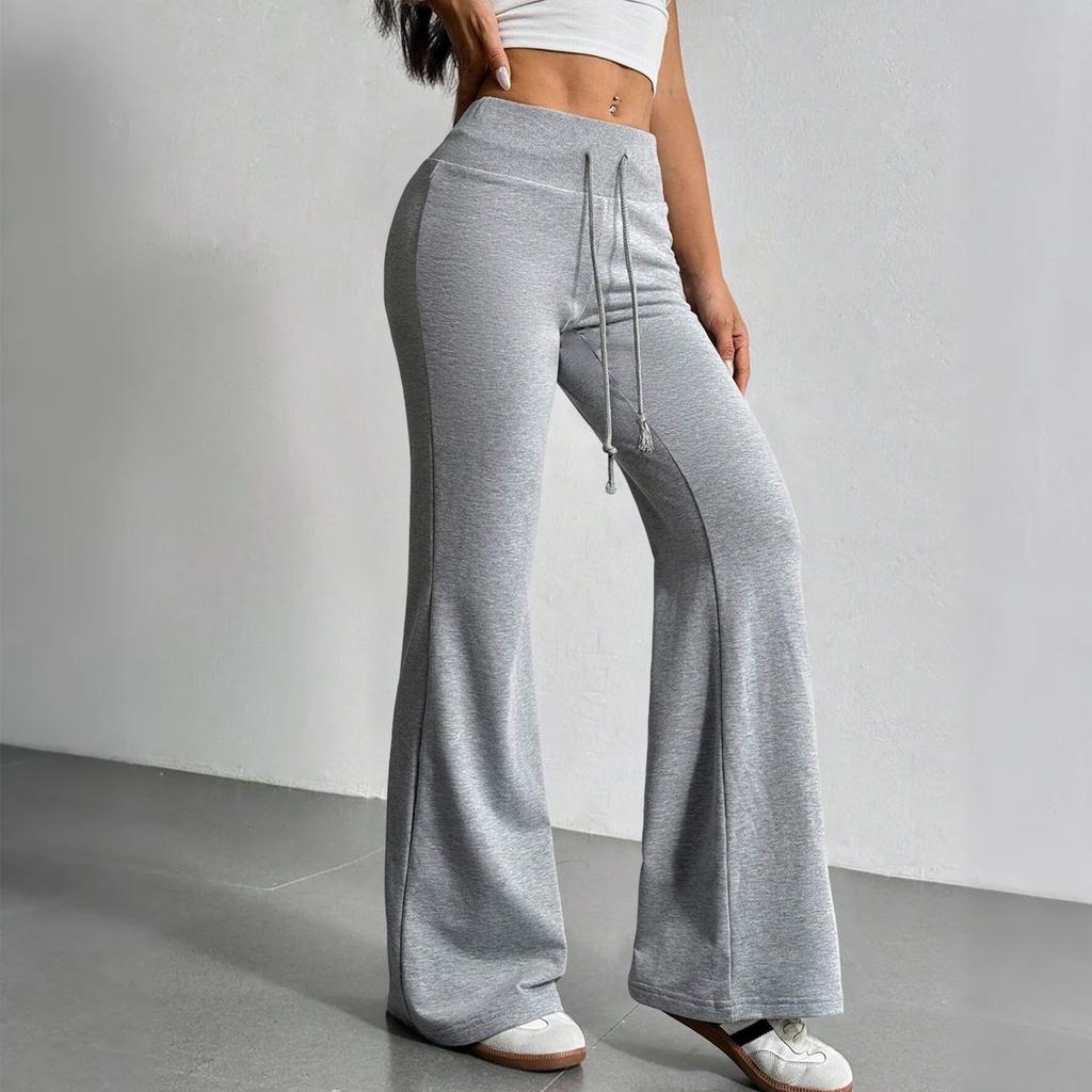 Women's Flared Casual Drawstring Elastic Waist Pants Comfortable Flared Yoga Loose Trousers