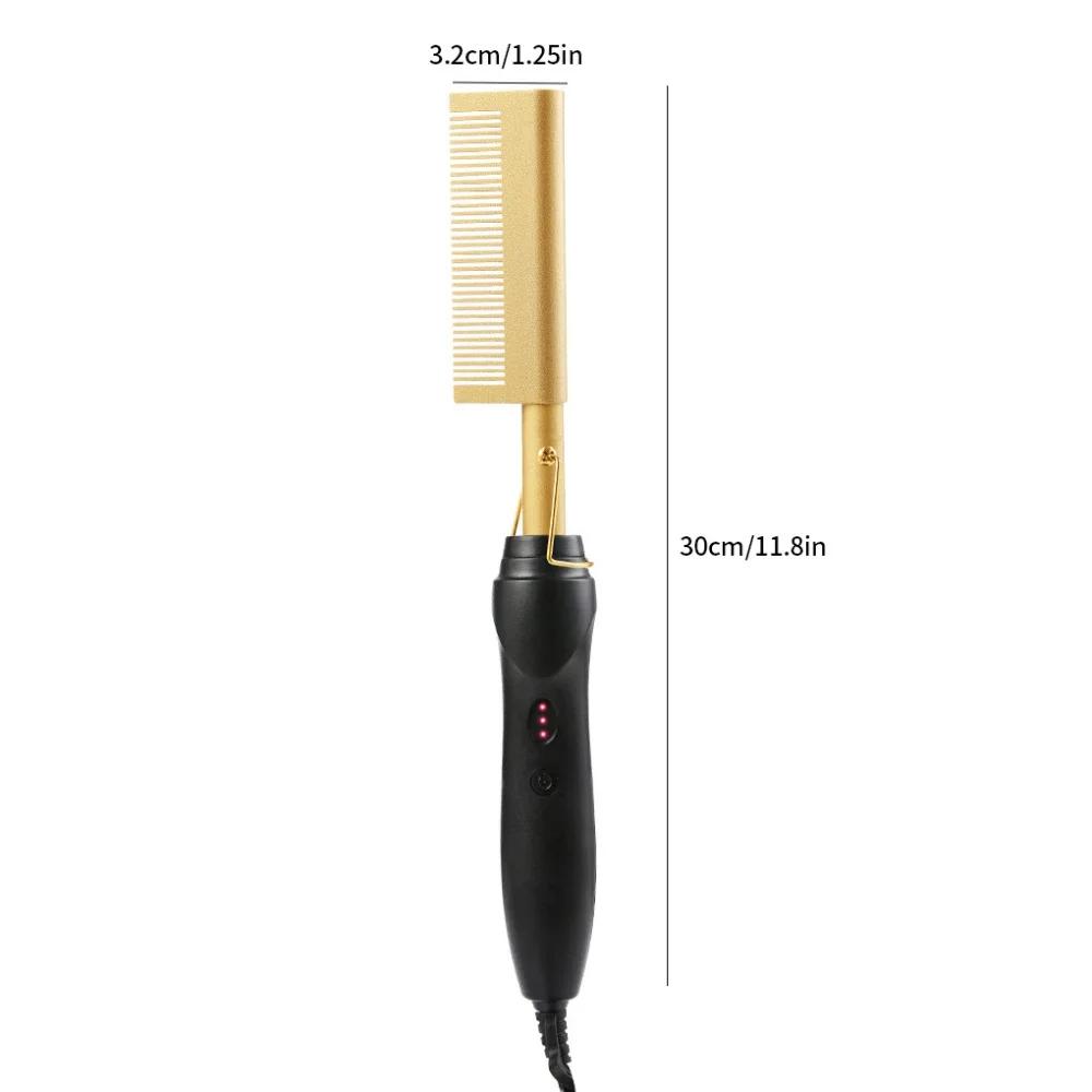 

Горячая расческа для выпрямления волос Щетка для горячего прессования расчески Электрические тепловые электрические щетки для волос Инструменты для укладки Cepillo Alisador De Cabello EU жёлтый