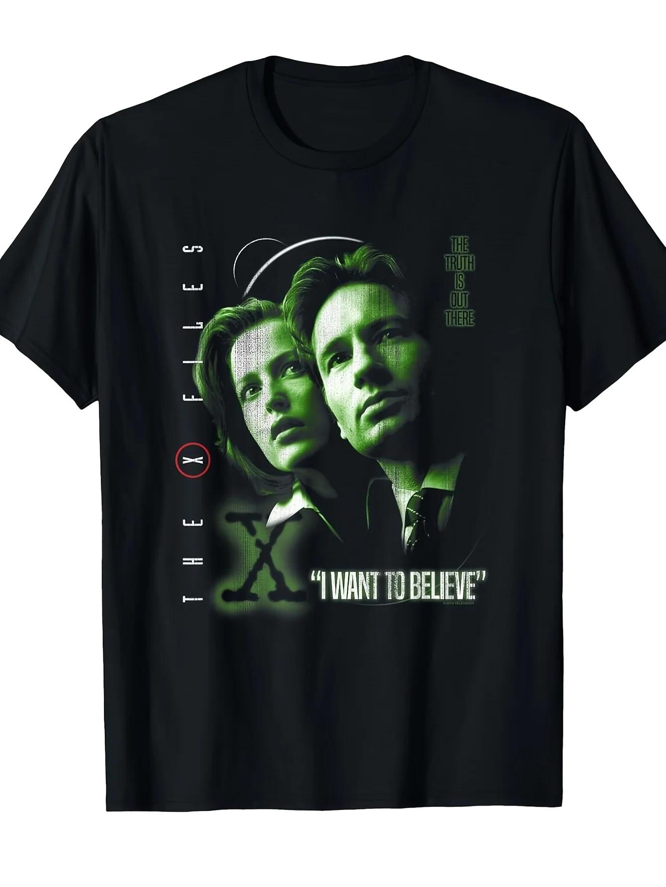 LocalMen Women s  I Want To Believe  X-Files Printed T-shirt - Retro TV Drama Theme T-shirt with Iconic  I Want To Believe  -... S разноцветный