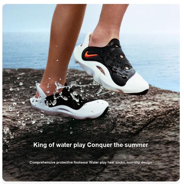 Nike Aqua Swoosh Sandal GS Black Hyper Orange Kids Sneakers Green-Strike White FV6363-001