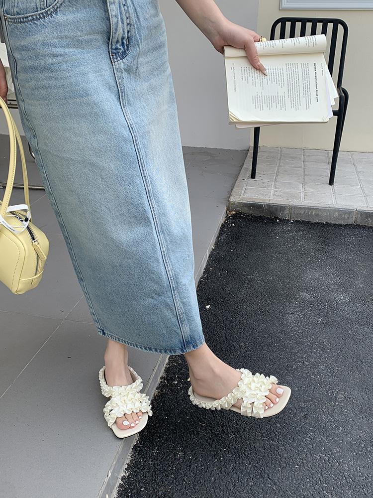 Fashion 2025 Summer Fancy Flower Lace Beach Slides For Woman Mules Outdoor Slippers Bohemian Sandals Desinger Shoes Zapatos De Mujer