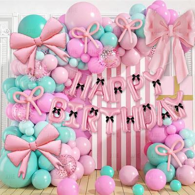 Kit Arcadă Garlanadă cu Baloane Fundiță La Mulți Ani Multicolor Latex Baloane Decorațiuni Perete Fundal Accesorii DIY