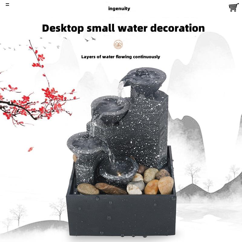 HOMEFISH Desktop Waterfall Decoration Small Fountain Creative Flowing Water Ornaments for Living Room Office Decor