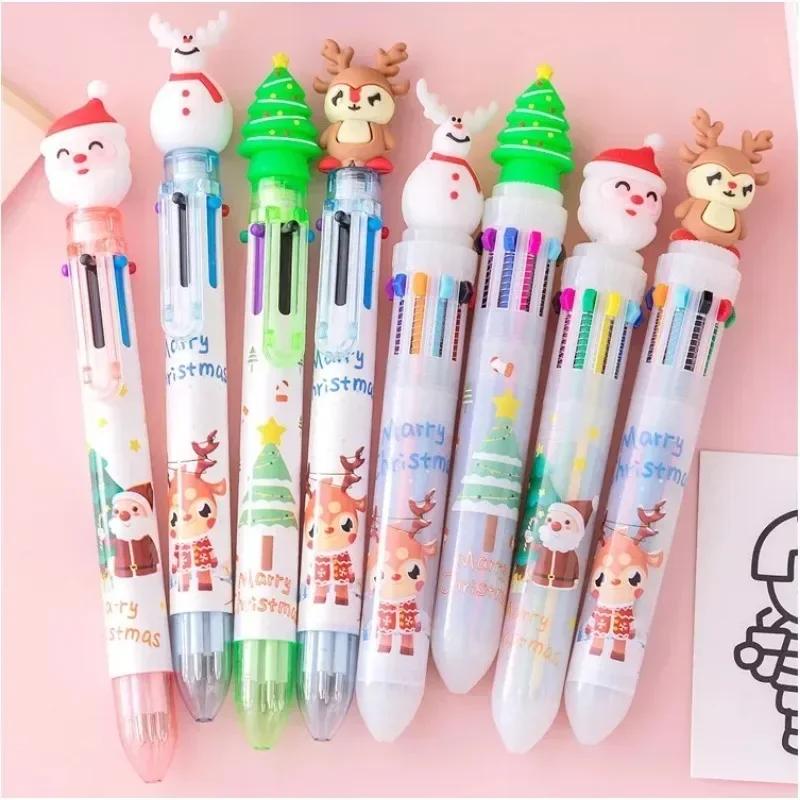 Christmas Gift Set Cartoon Santa Claus Pens Writing Pencils Creative Stationery Kids Multi-Color Marker School Supplies Snowman