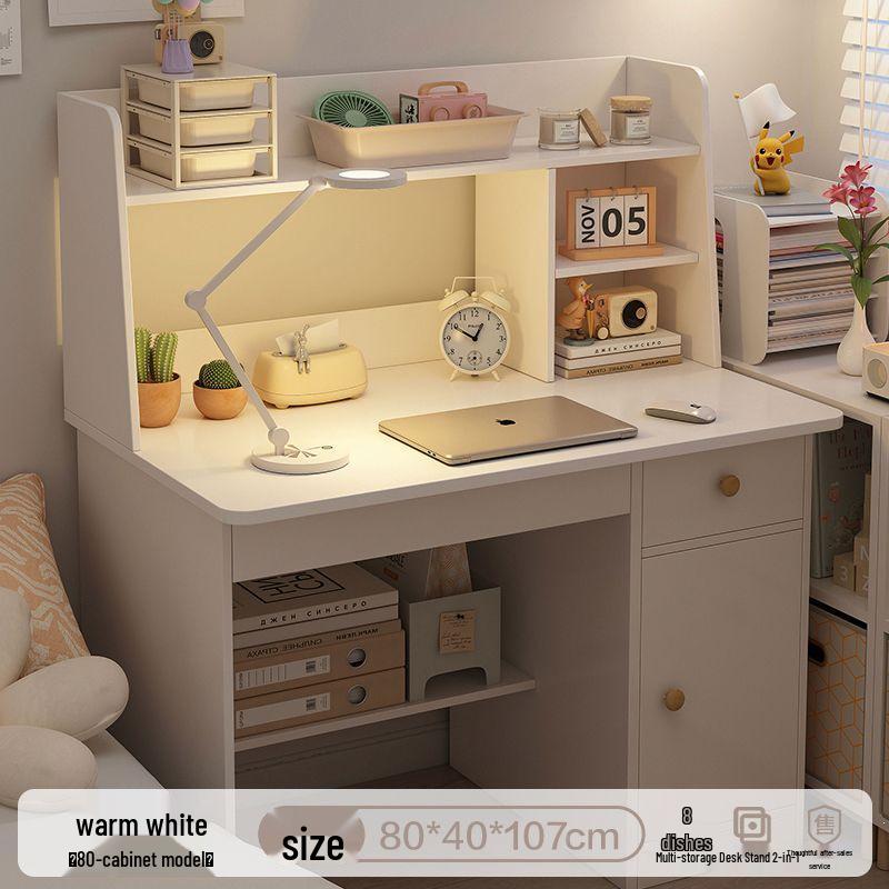 Multifunctional Student Desk with Bookshelf for Homework and Study in Bedroom or Dorm