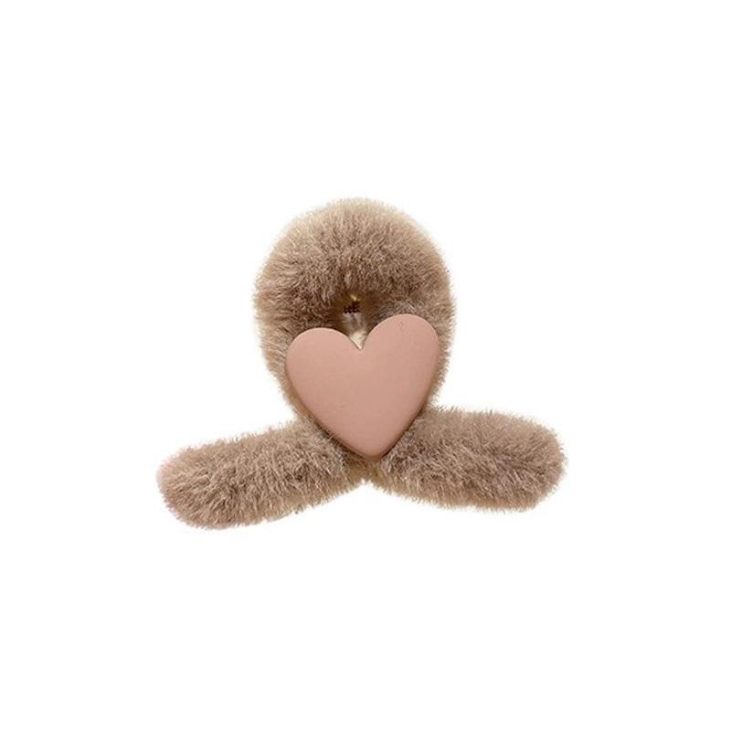 Plush love small grab clip female 2026 new temperament half tie hair on the back of the head shark clip hairpin