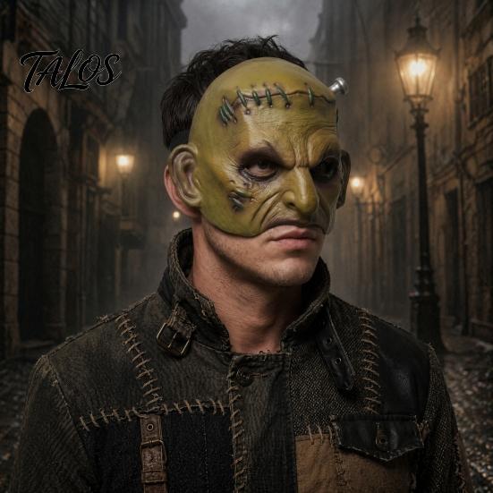 Professional Cosplay Horror Masque Halloween for Adults Men Women, Realistic Creepy Comfortable Long Wear Green Half Face Party