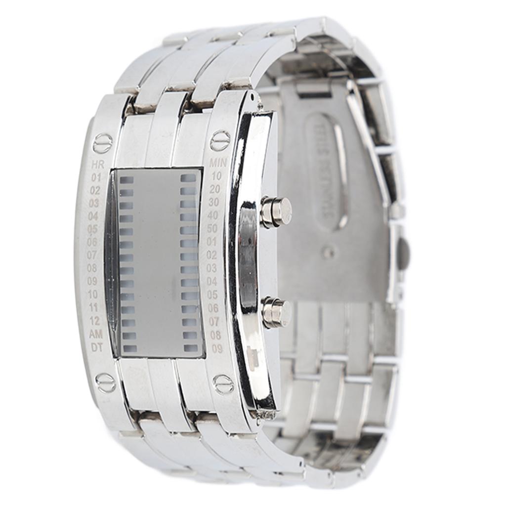 Men"s Watch Fashion Exquisite Waterproof Alloy Men"s LED Watch with Binary Time Mode Display(Men"s
