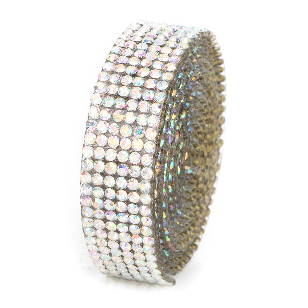 1m Strass Glasgewebe Band Eisen auf Aufnäher Brautkleid Schuhe Besatz (  Farbe)