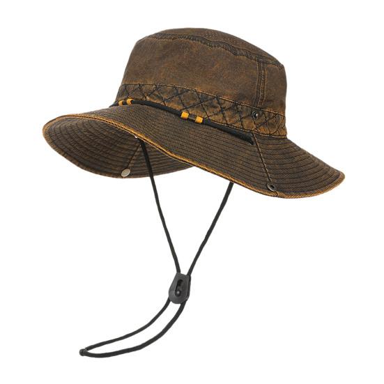 

Fisherman Hat Retro Style West Cowboy Bucket Hat with Adjustable Size Waterproof Quick Drying Outdoor Sun Protection