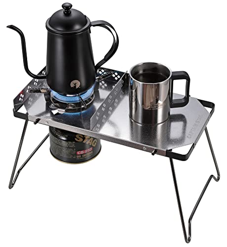 Captain Stag (CAPTAIN STAG) Outdoor Table, Oric Fit Table, with Wind Shield and Storage Bag, Embossed Stainless Steel, UF-34