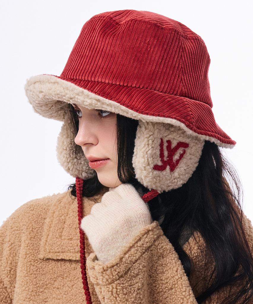 Hwaiteusaenjeu Corduroy Earmuff Bucket Hat Munster (8 Colors)