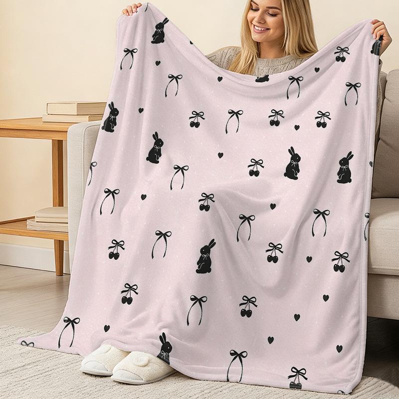 Rabbit Collection Soft Plush Flannel Throw Blanket,Machine Washable Warm Cozy Blanket for Home, Sofa, Office Nap, Halloween & Christmas Gift